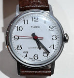 Vintage 1979 Timex Wind Up Chrome Watch 31mm model 22128 02479 Military Style Model