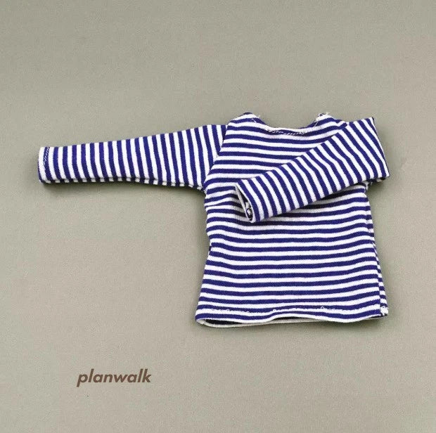 Blue Striped T Shirt Model 1/6 Scale Fit for 12" Action Figure Soldier Unique Model