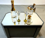 Swarovski Silver Crystal Champagne Set Bottle Flutes Ice Bucket Mirrored Base Model