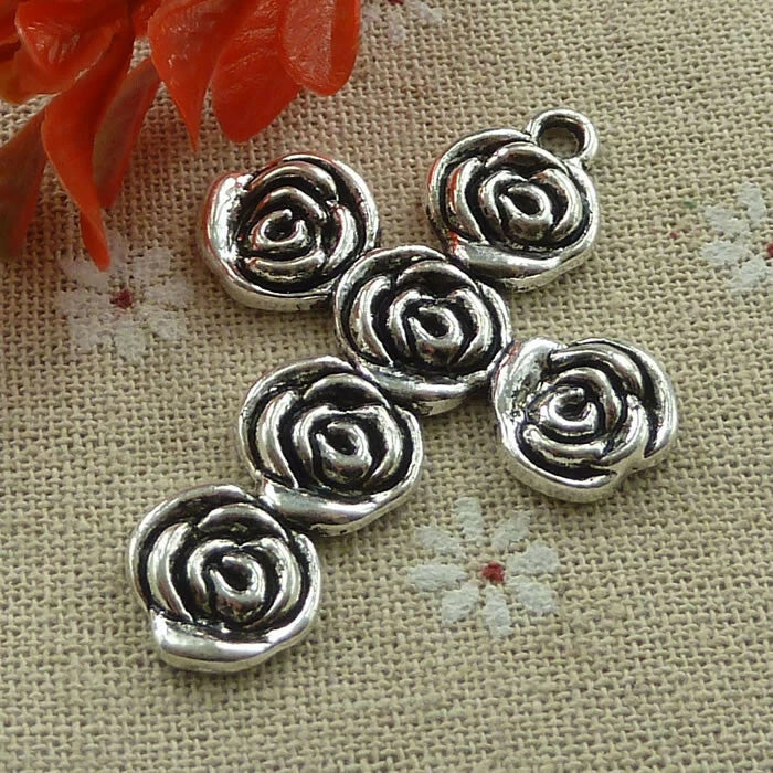 Free Ship 14 pcs tibetan silver flower cross charms pendant 53X38mm L-1171 Charms