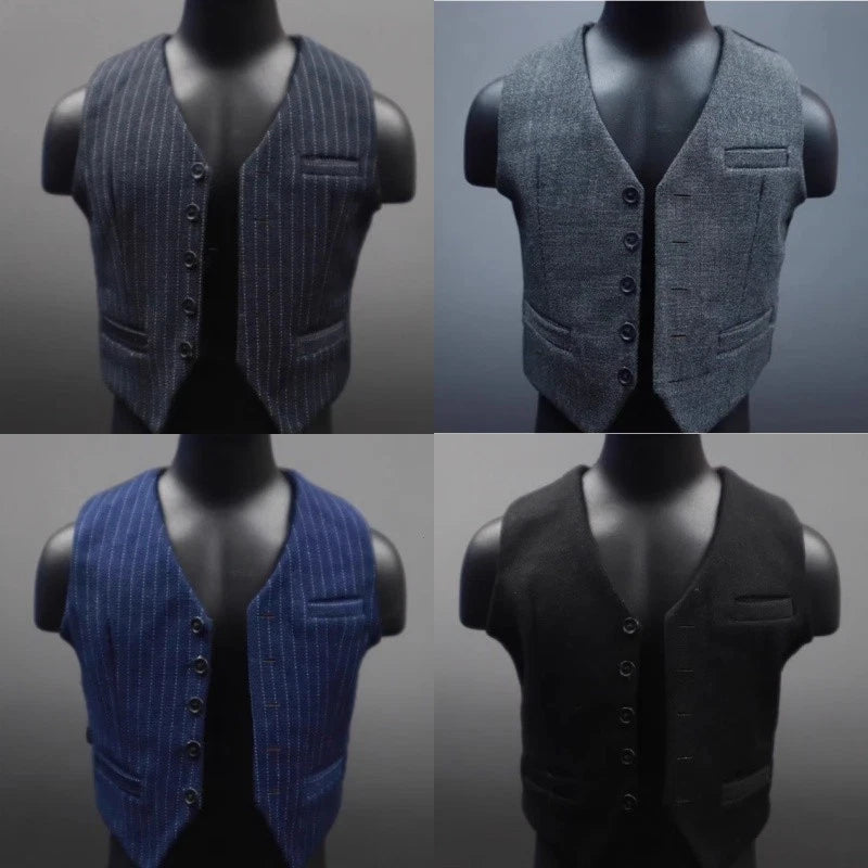 1/6 Male Suit Vest Solid Color Stripe Vest Clothes Model Fit 12"Action Figures Model