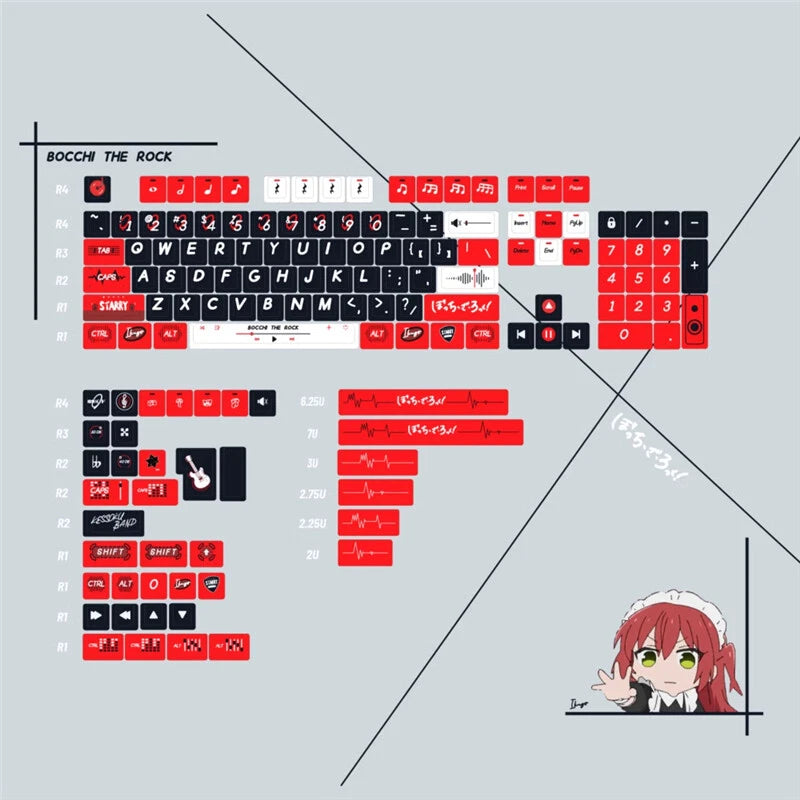 BOCCHI THE ROCK Keycap 140 Keys Kita Ikuyo Dye-sub PBT for Cherry MX Keyboard Model