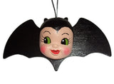 ANTHROPOMORPHIC BLACK BAT Ornament Wall PIXIE Figurine Vintage Kitsch Style Model
