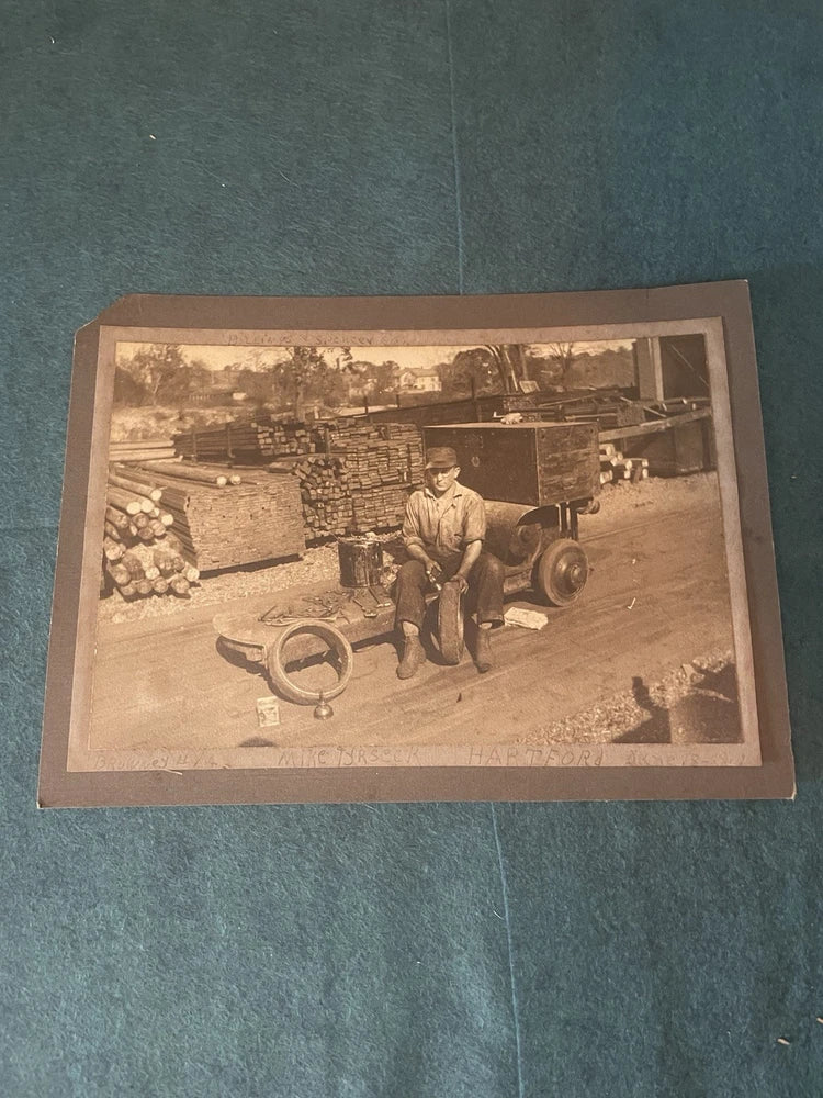 Antique Identitied Hartford Connecticut Lumber Yard Photo On Board Model