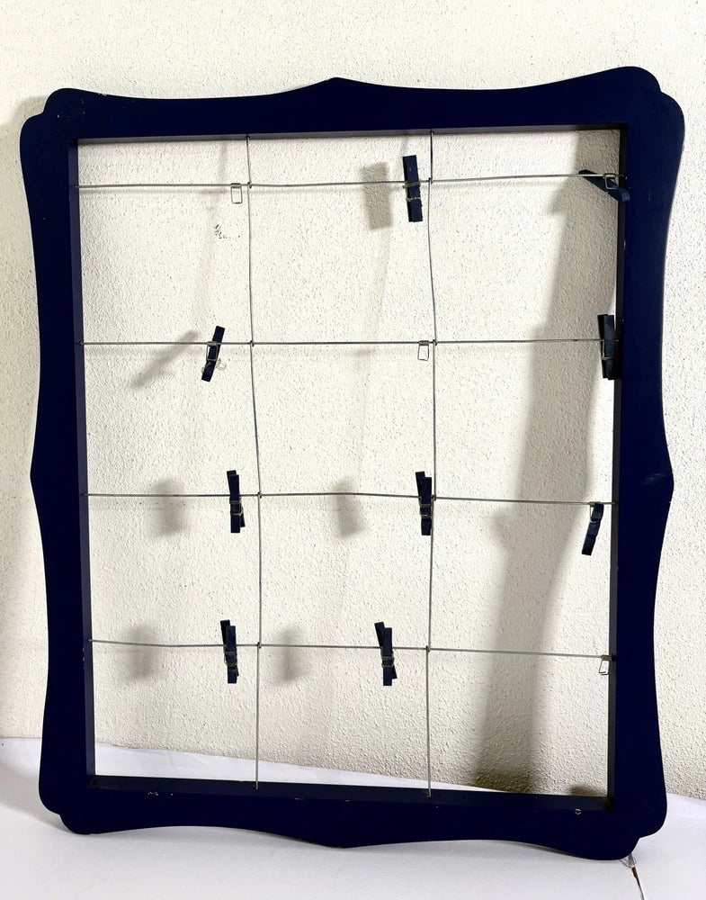 Pier 1 Framed Message Board With Clips Dark Blue Vtg   Photos Notes Organizer * Model