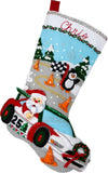 Holiday Speedway 89747E  Bucilla Felt Applique 18" Stocking Kit Race Car Model