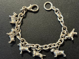 Vintage Silver Tone Charm Bracelet 6 Dogs,  7 inches long Charms