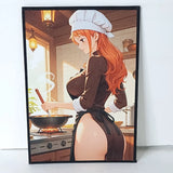 Nami Cooking Black Glitter Waifu Card Anime Girl Wall Art Oversized Board A5 Model