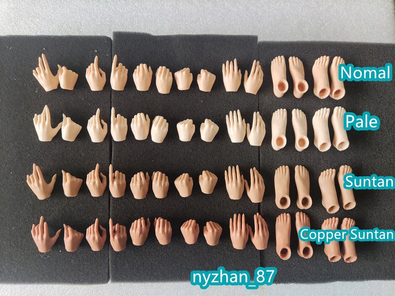 1/6 Suntan/Pale/Normal Hands Foot Shape Model For 12'' Female Figure Doll Body Model