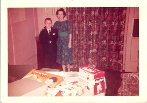 Woman & Boy with Gifts 1958 Color Photo Money Maker Board Game Kenner Model