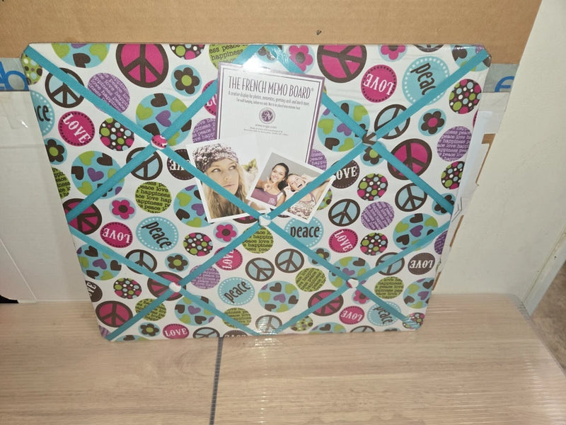 Peace Sign Graphic Fabric The French Memo Memory Picture Board New 19"¡Á16"Modell