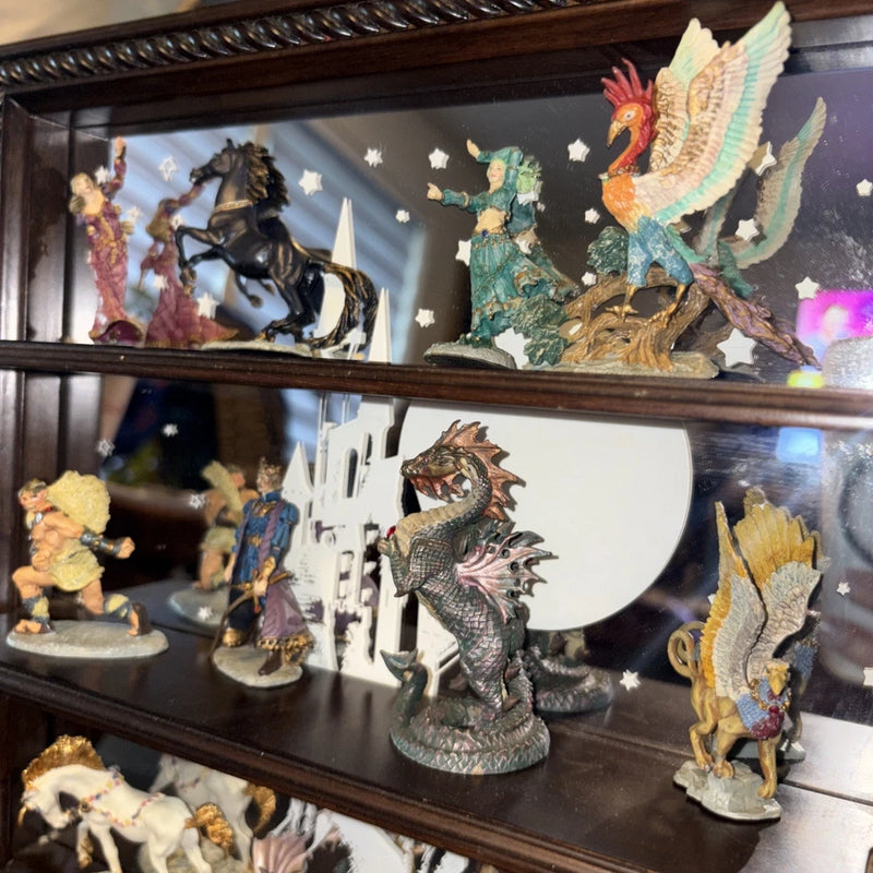Franklin Mint Enchanted Mountain 20 Set + Mirror Display LOTR Fantasy FREE SHIP Model