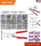 200 Sets of Durable Metal Snaps & Fastener Pliers in Vibrant Colors for Crafts Model