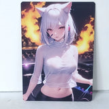 Kitsuki White Fox Double Sided Waifu Card Anime Girl Wall Art Oversized Board A5 Model