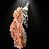 6.4IN  Natural Red Crystal Cluster Dragon Carving, Handcarved Desktop Sculpture Model