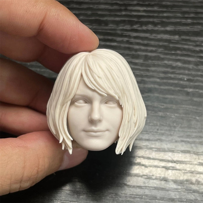 1/6 Unpainted Game Young Lady Head Carving Sculpt Model Toys Model