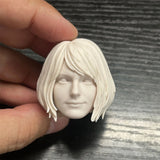 1/6 Unpainted Game Young Lady Head Carving Sculpt Model Toys Model
