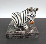 Vintage Artesania Rinconada 2.5" Zebra Figurine Blue Eyes Signed Retired SWEET Model