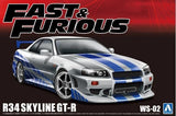 Aoshima 1/24 Fast & Furious NISSAN SKYLINE R34 GT-R Plastic Model Kit Model