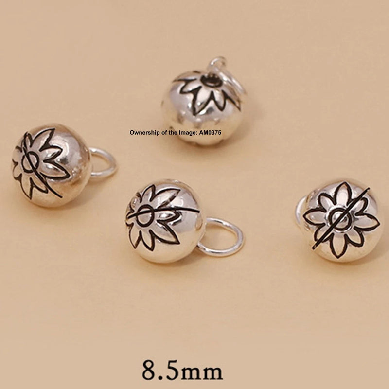 1PCS Solid 925 Sterling Silver Small Bell Charm Pendant for Jewelry Making DIY Charms