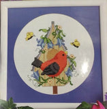Designs For The Needle Scarlet Tanager Bird Birdhouse Cross Stitch Kit 7"X7" Model
