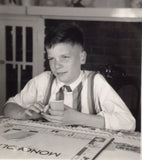 Vintage 1939 PHOTO school boy plays Monopoly board game Model