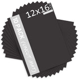 Mat Board Center, 10 Pack 12x16 Black Uncut Boards/Backing 12x16, Model