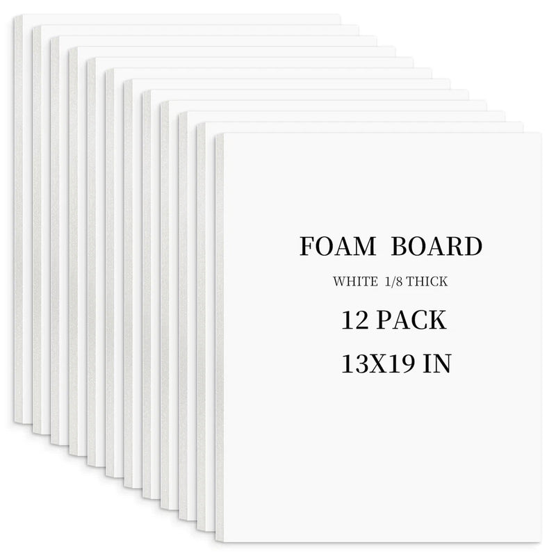 Acid-Free 12 Pack 13x19 White Foam Board Sheets 1/8 Thick Poster Photo Mounting Model