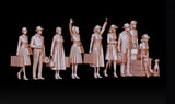 1/32 Scale 9 Figures Ordinary People and Luggage Model Kit Resin Printed Model