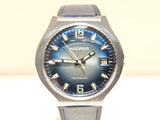 VINTAGE NOS SWISS ELEGANT CHROMED BLUE DIAL MEN'S MECHANICAL WATCH"KASPER" 17J. Model