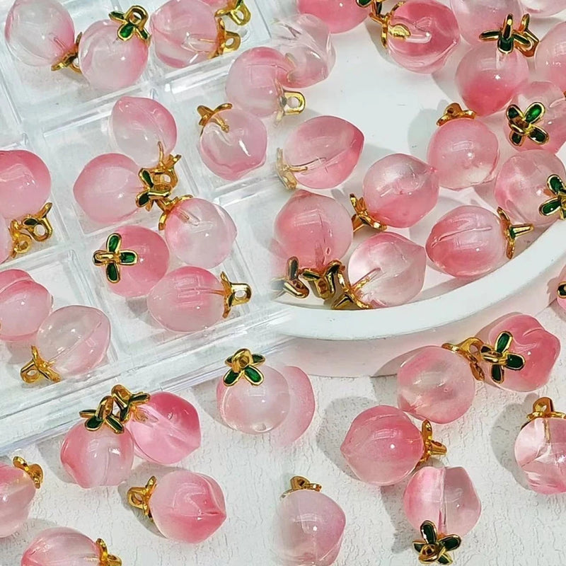 20pcs Handmade Lampwork Glass Charms Pink Peach Charms for Jewelry DIY Charms