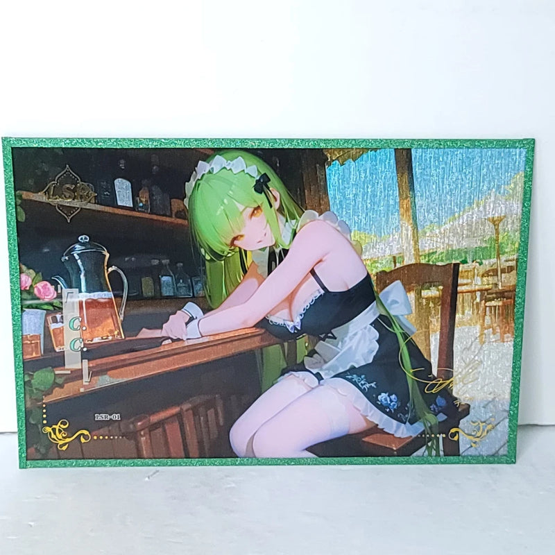 C.C. Waifu Card Anime Green Glitter Girl Wall Art Oversized Board A5 Model