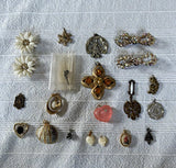 Charms & Pendants Lot Vintage Mix Metal Rhinestone Shell sterling Silver 21 pc Charms