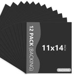Somime 12 Pack Black Backing Boards, 11x14 Uncut Mats Matboards Model