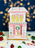 Lighted Holiday Christmas Gingerbread House Dog Figurine Display Shelf Decor Model