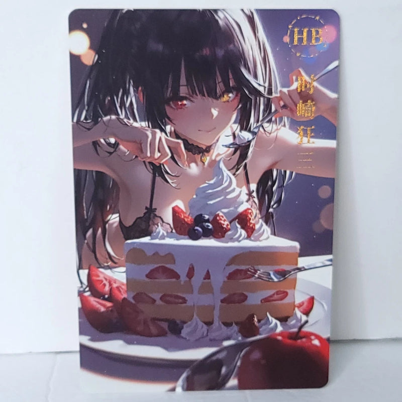 Kurumi Waifu Strawberry Cake Dessert Card Anime Girl Wall Art Oversized Board A5 Model