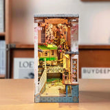 Robotime Rolife DIY Book Nook Dollhouse Bookends Model Kit with LED Light Decor Model