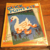Swan Cross Stitch Quick Point Kit 8" X 10" 1981 Acrylic Yarn New Nos Model
