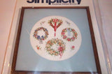 Victorian Wreath 10" Circle Counted Cross Stitch Kit Pinks Greens NEW Simplicity Model