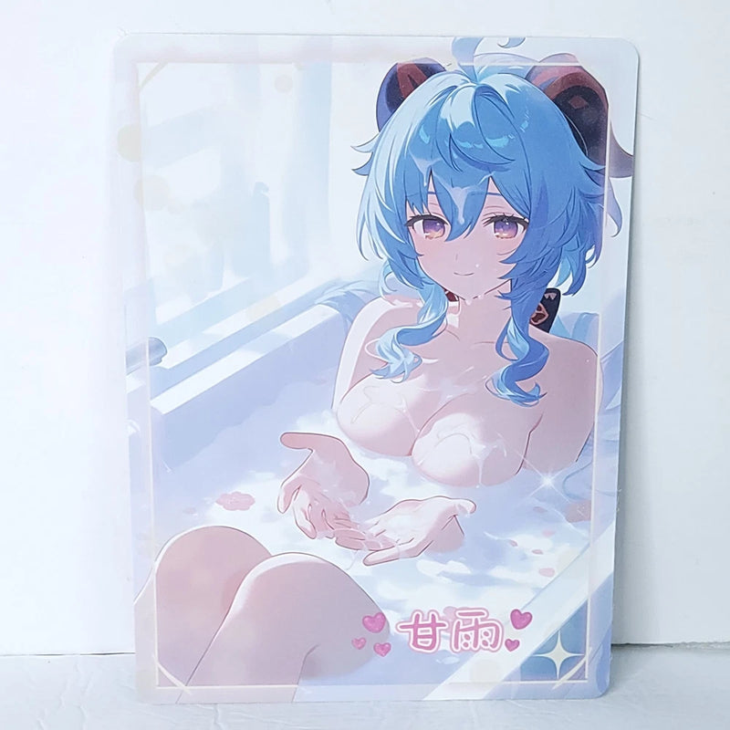 Ganyu Bath Oversized Girl Waifu Card Premium A4 Wall Art Board 11" x 8.5" Model