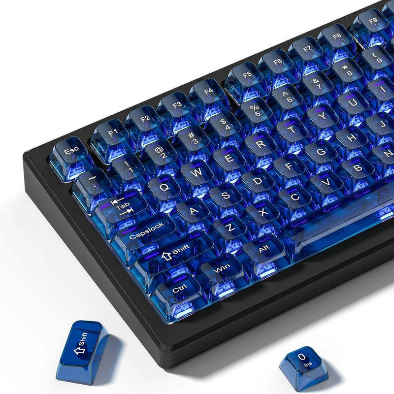 Dark Blue Clear Keycaps 75 Percent Jelly Keycap Set MDA Profile For MX Switch Model