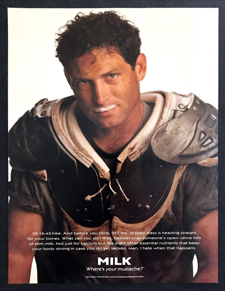 1996 SF 49ers Star Steve Young Milk Mustache photo Dairy Board vintage print ad Model