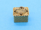 Vintage Yellow Tone Gold Filled Picnic Basket Pill Box Charm Charms