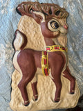 VINTAGE FLATBACK VACCUCEL CHRISTMAS RUDOLPH REINDEER YARD DISPLAY RETRO 18¡±x28¡± Model