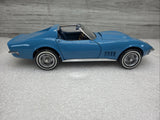 1968 Chevrolet Corvette, Franklin Mint, 1/24 Scale Diecast Model, Blue No Box Model