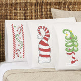 Herrschners? Christmas Whimsy Pillowcase Pairs Trio Stamped Cross-Stitch Model
