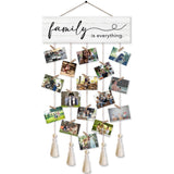 Family is Everything Hanging Photo Display Board with 16 Clips 5 Strings, Rus... Model