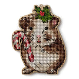 DIY Cross-stitch embroidery kit on wood Christmas Hamster Craft gift Model