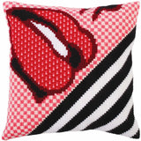 CdA stamped cross stitch kit cushion "Red lipstick " 5277, 40x40cm, DIY Model