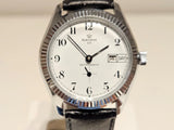 VINTAGE NOS CLASSIC CHROMED MEN'S SWISS MECHANICAL WATCH "RAYAM" 23/ WHITE DIAL Model